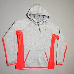Under Armour Hoodie women's size M grey and neon orange colour kangaroo pocket
